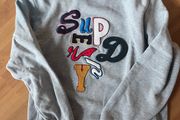 Superdry grey over sized sweater embroidery logo