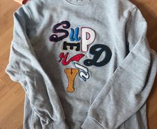 Superdry grey over sized sweater embroidery logo