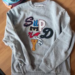 Superdry grey over sized sweater embroidery logo