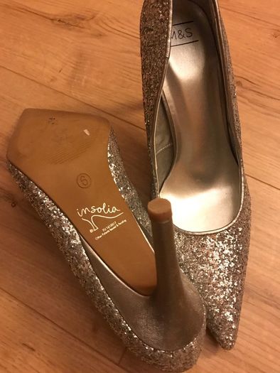 ladies shoe M&;S size 6 silver glitter
