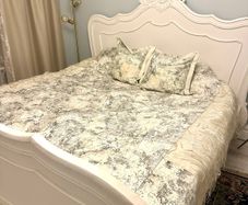 Silk custom made bed throw and pillows