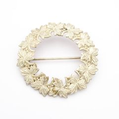 Vintage Silver Leaf Wreath Brooch