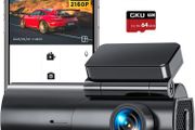 GKU 4K Dash Cam Front and Rear, 5GHz WiFi Dashcam with 64GB SD Card, Dual Car Camera Dash Cam with Parking Monitor, Night Vision, WDR, 170 Wide Angle, G-Sensor, Loop Recording, APP Control, Max 256GB