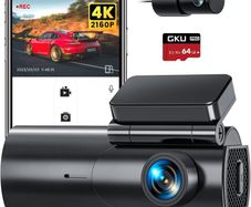 GKU 4K Dash Cam Front and Rear, 5GHz WiFi Dashcam with 64GB SD Card, Dual Car Camera Dash Cam with Parking Monitor, Night Vision, WDR, 170 Wide Angle, G-Sensor, Loop Recording, APP Control, Max 256GB