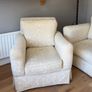 Cream and white floral armchair Image 5