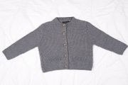 Zara Charcoal Grey Textured Knit Cardigan Flower Jewel Buttons Size S
