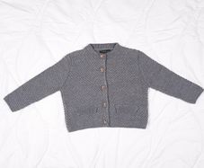 Zara Charcoal Grey Textured Knit Cardigan Flower Jewel Buttons Size S