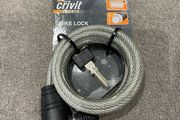 Cable bike lock with keys.