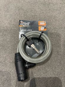 Cable bike lock with keys.