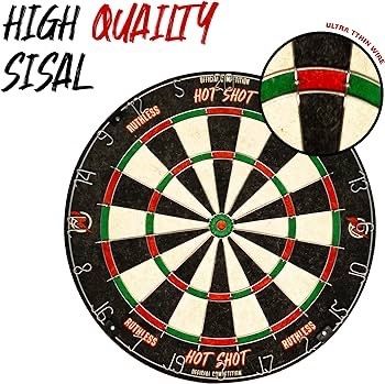 NEW SALE Hot Shot Dart Board | Endurance Round Wire Sisal Dartboard Set Including 2 sets of Steel Tip Darts