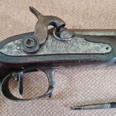 Antique 19th C. European Percussion Target Pistol - Signed "TROT" (c. 1840s)