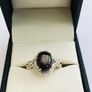 Vintage 9ct Yellow Gold Cats Eye & Diamond Ring Image 2