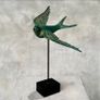 Flying Swallow - Patinated Bronze, Metal Stand Image 3