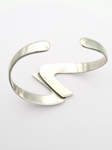 Modernist Sterling Silver Bangle, Full British Hallmarks