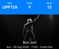 3  x seated Bon Jovi Tickets