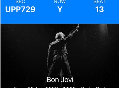 3  x seated Bon Jovi Tickets