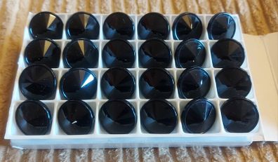 Box of 24 Swarovski black buttons