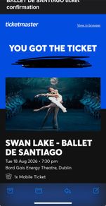 Swan Lake Ticket -  Bord Gais August 18th