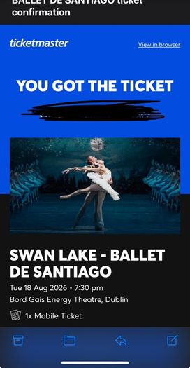 Swan Lake Ticket -  Bord Gais August 18th