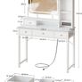 Dressing Table with Large LED Mirror, 3 Lighting Modes Adjustable Brightness, Built in USB  AC Socket, Vanity Table with 4 Fabric Drawers, Modern Makeup Desk 100by40by140cm Image 2