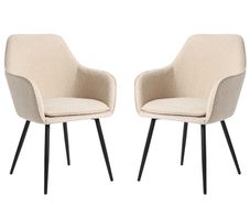 Cream Upholstered Accent Dinig Chair Set Of 2 Boucle With Black Legs