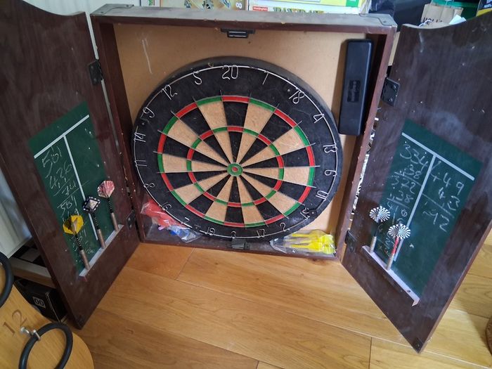 Dart Board In Cabinet