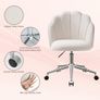Chair for Dressing Table with Wheels, Boucle Desk Chair for Bedroom, Swivel Armchair for Home, Height Adjustable&Easy Assembly, White/Beige Image 2