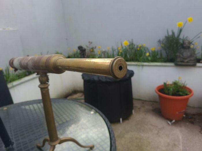 Antique Brass and leather Telescope with stand