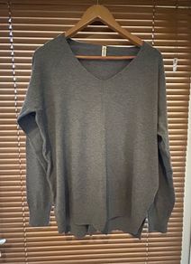 PCEAIIH Women's Long Sleeve Grey Jumper 2XL
