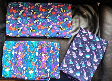 Three Various Colourful Stretchy Fabric