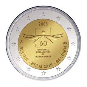 Belgium 2 Euro Commemorative Coin 2008 - Human Rights. Uncirculated.