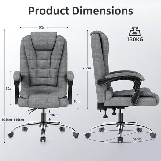 Office Chair, Desk Chairs with Padded Armrests and Soft Backrest, Height Adjustable, Swivel Chairs with Wheels, Tilt Function, Computer Chair for Home Office, Dark Grey