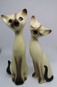 Vintage Norcrest Siamese Cats Ceramic Tall Neck