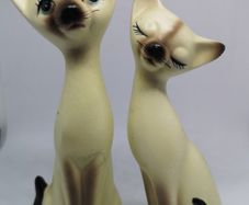 Vintage Norcrest Siamese Cats Ceramic Tall Neck