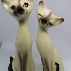 Vintage Norcrest Siamese Cats Ceramic Tall Neck