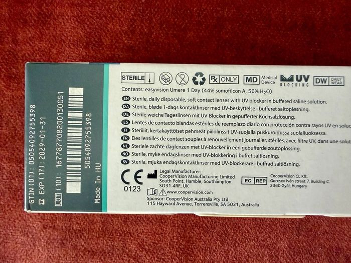 Specsavers Easyvision Umere 1 Day Contact Lenses -3.25