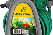 Lightweight Garden Hose Reel - 10m Compact Hose Pipe Reel With 7 Adjustable Spray Gun Nozzles - Outdoor Mini Hose Gun With Accessories for Irrigation - Easy Storage Hosepipe &amp; Reel Set (FREE POSTAGE)