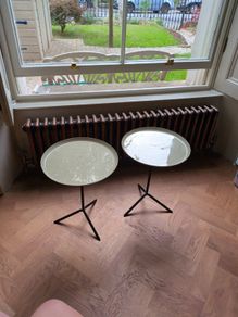 pair of enamel small side tables