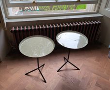 pair of enamel small side tables