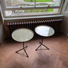 pair of enamel small side tables