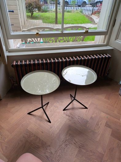 pair of enamel small side tables