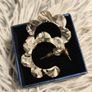 Gray Tortoiseshell Scalloped Hoop Earrings Acrylic Retro Style Image 4