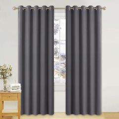 PONY DANCE Blackout Eyelet Curtains Grey 2 Panels 66 x 90 inch - Brand New Sealed