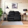 2 Seater leather Recliner Sofa, Black Image 4