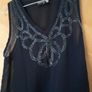 Danity Sheer Beaded Navy Sleevless Top. S.M12/14. Image 2