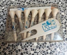 Boxed golf accessory set featuring the RTE Golfing Society from 1962 to 1987