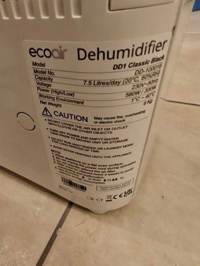 EcoAir DD1 Classic dehumidifier in excellent working condition