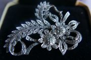 Vintage Rhodium Plated Marcasite Spray Brooch.