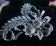 Vintage Rhodium Plated Marcasite Spray Brooch.