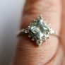 Vintage Art Deco Aquamarine and 925 Sterling Silver hallmarked Ring , Cubic Zirconia Band size O - 1,9g Image 8